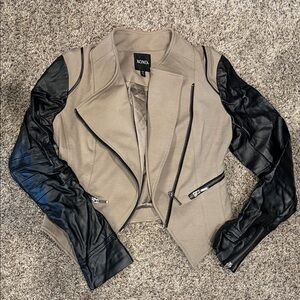 XOXO Women's Leather Jacket in Black and Tan